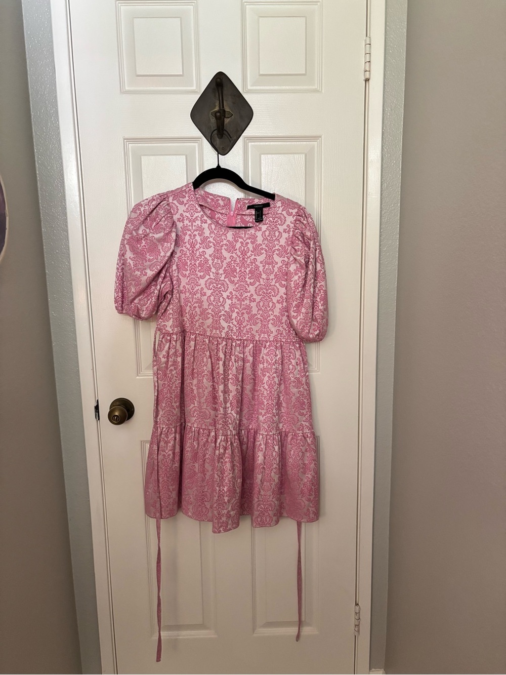 Pink Puff-Sleeve Dress